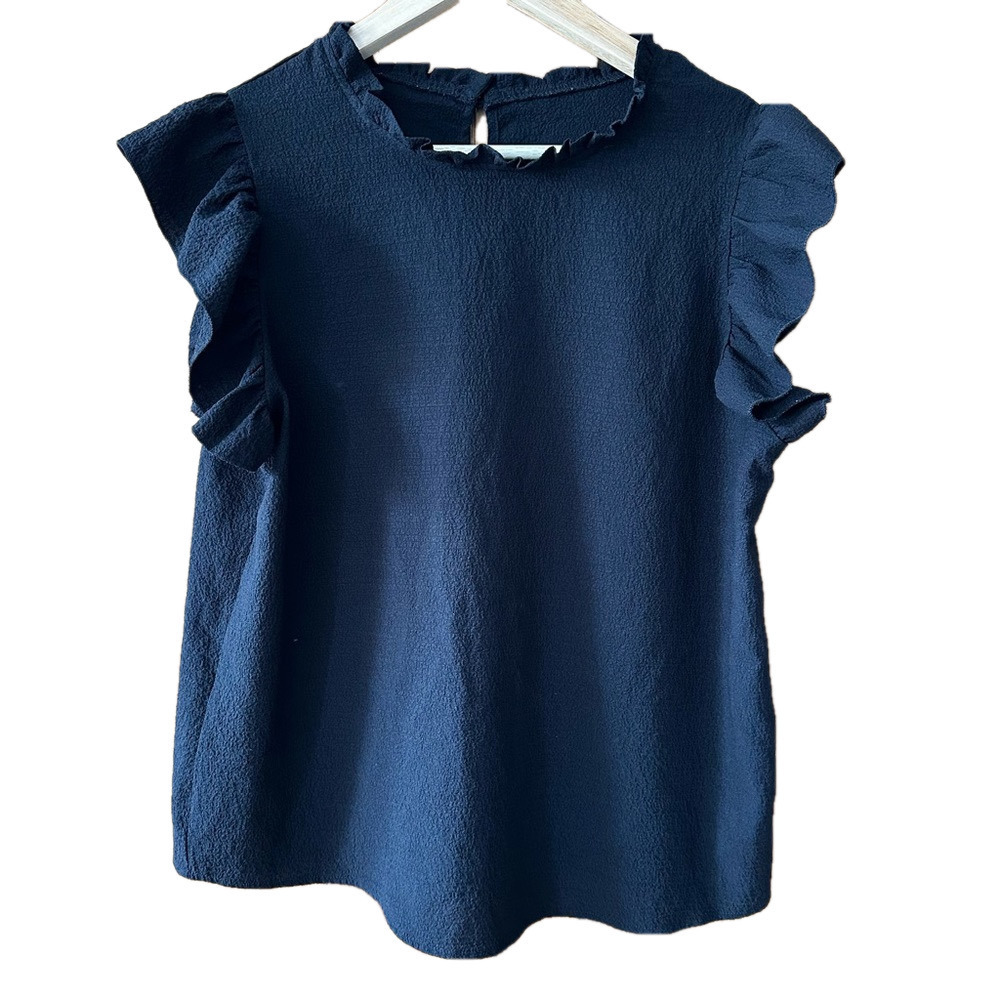 Black Dark Romance Ruffled Cap Sleeve Top Blouse - XL